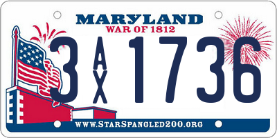 MD license plate 3AX1736