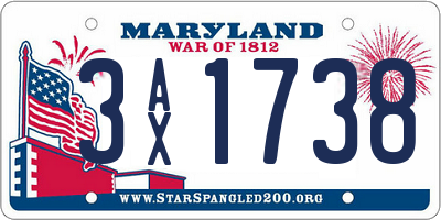 MD license plate 3AX1738