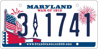 MD license plate 3AX1741