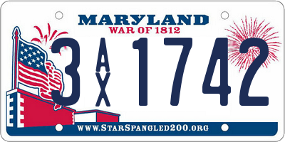 MD license plate 3AX1742