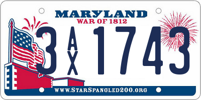 MD license plate 3AX1743