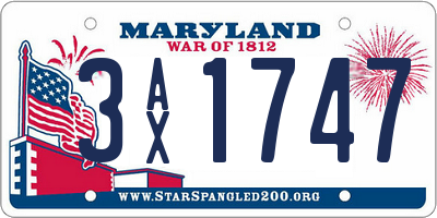 MD license plate 3AX1747