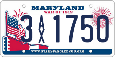 MD license plate 3AX1750