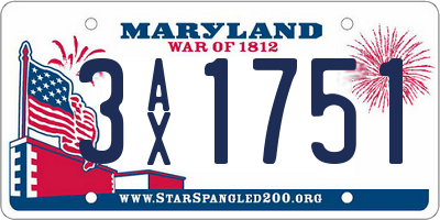 MD license plate 3AX1751