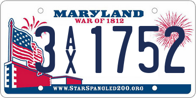 MD license plate 3AX1752