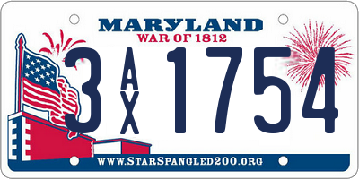 MD license plate 3AX1754