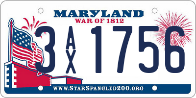 MD license plate 3AX1756