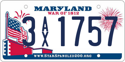 MD license plate 3AX1757