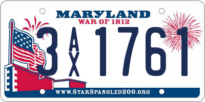 MD license plate 3AX1761