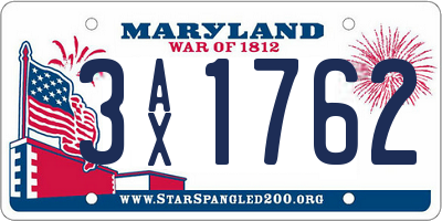 MD license plate 3AX1762