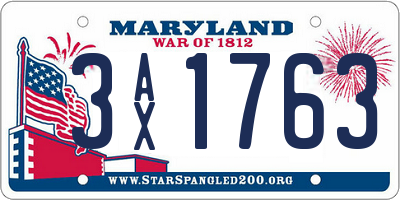 MD license plate 3AX1763