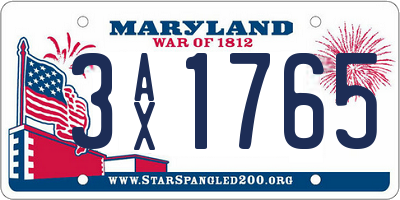 MD license plate 3AX1765