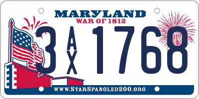MD license plate 3AX1768
