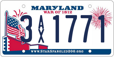 MD license plate 3AX1771