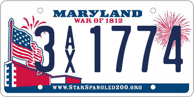 MD license plate 3AX1774