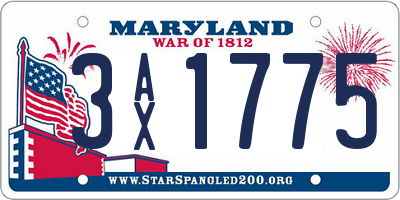 MD license plate 3AX1775