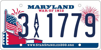 MD license plate 3AX1779