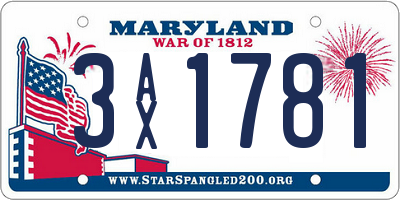 MD license plate 3AX1781