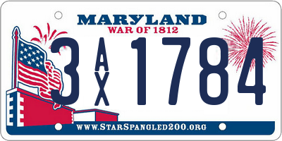 MD license plate 3AX1784