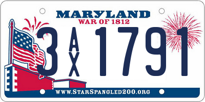MD license plate 3AX1791