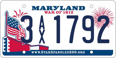 MD license plate 3AX1792