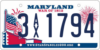 MD license plate 3AX1794