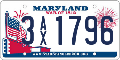 MD license plate 3AX1796
