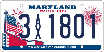 MD license plate 3AX1801
