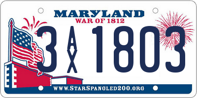 MD license plate 3AX1803