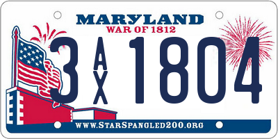 MD license plate 3AX1804