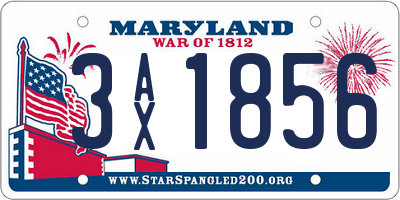 MD license plate 3AX1856