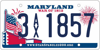 MD license plate 3AX1857