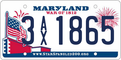 MD license plate 3AX1865
