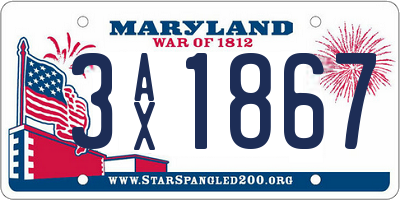 MD license plate 3AX1867