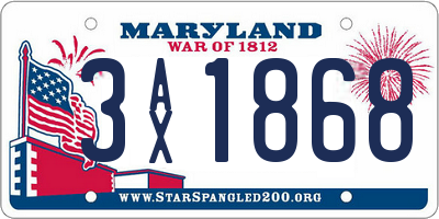 MD license plate 3AX1868