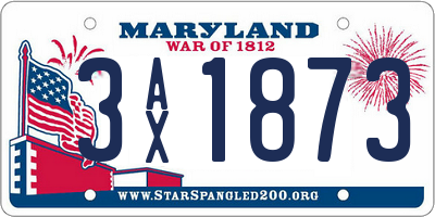 MD license plate 3AX1873