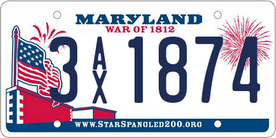 MD license plate 3AX1874