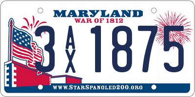MD license plate 3AX1875