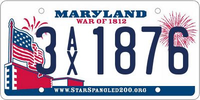 MD license plate 3AX1876