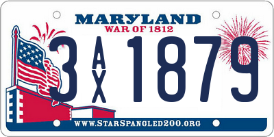 MD license plate 3AX1879