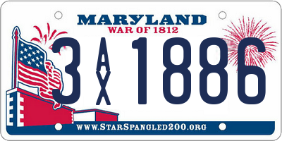 MD license plate 3AX1886