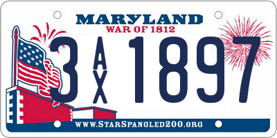 MD license plate 3AX1897