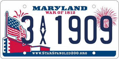 MD license plate 3AX1909