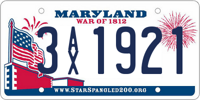 MD license plate 3AX1921