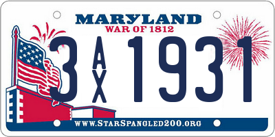 MD license plate 3AX1931