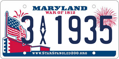 MD license plate 3AX1935