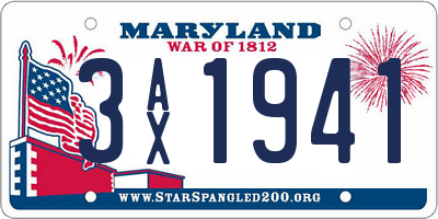 MD license plate 3AX1941