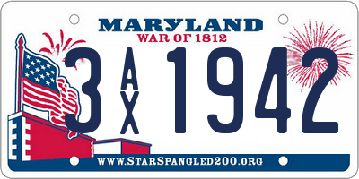 MD license plate 3AX1942