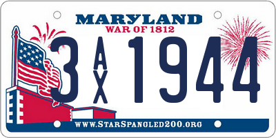 MD license plate 3AX1944