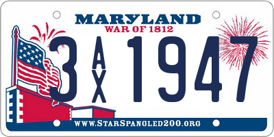 MD license plate 3AX1947